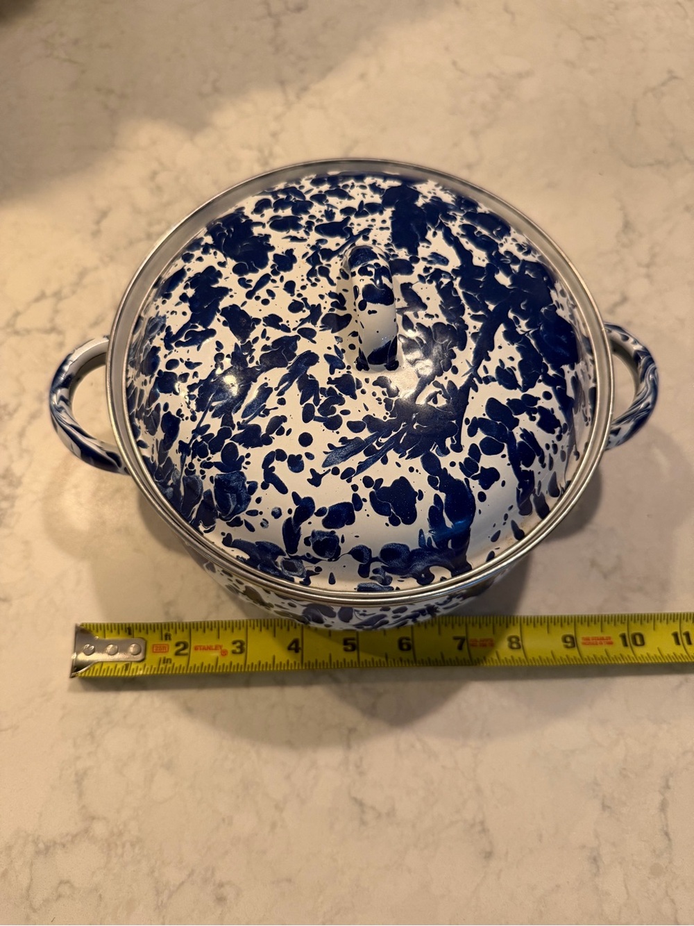 NEW Blue Splatter Enamel Casserole with Lid